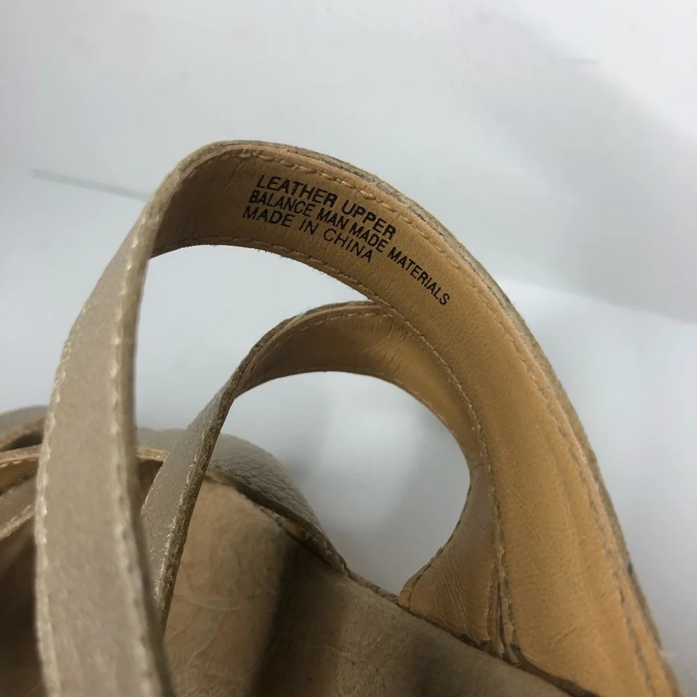 boc Metallic‎ Rose Gold Leather Strappy Cork Open Toe Slide Wedge Sandal 10